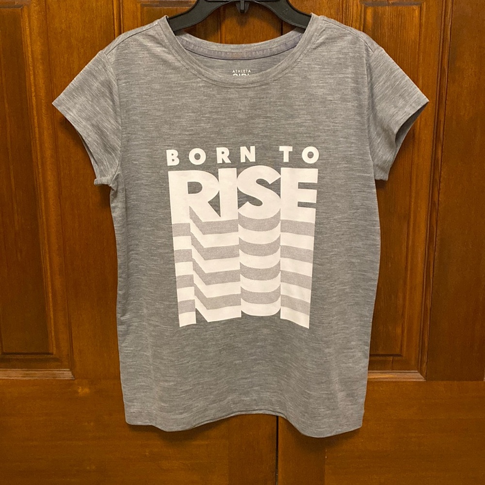 Athleta Girl XL/14 “Born to Rise” Graphic Tee Grey